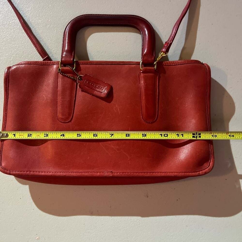 Vintage Coach Red Leather Slim Handle Clutch Bag - Picture 2 of 7